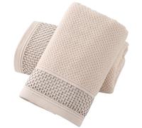 sense gnosis Textured Terry Clusters Hand Towel Set of 2 Striped Weave 100% Cotton Super Soft Highly Absorbent Quick Dry Decorative Hand Towels for Bathroom 13x 29 Inch, Pink
