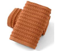 sense gnosis Waffle Hand Towel with Terry Striped Pattern Soft 100% Cotton Ultra Absorbent for Bathroom 13 x 29 Inch (Coral Orange, 2 Pieces)