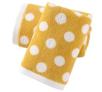 sense gnosis Yellow Hand Towels Set of 2 Polka Dot Pattern Super Soft 100% Cotton Absorbent Decorative Hand Towels for Bathroom 13 x 29 Inch