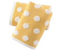 sense gnosis Yellow Jacquard Striped Polka Dot Hand Towels Set of 2 Super Soft 100% Cotton Absorbent White Terry Bath Hand Towels for Bathroom Decorative Gym Camping