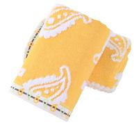 sense gnosis Yellow Paisley Pattren Jacquard Hand Towels Set of 2 Super Soft 100% Cotton Absorbent Double-Sided White Terry Bath Hand Towels for Bathroom Decorative Gym Camping, 13 x 29 inch