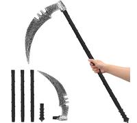 Sense Halloween Children's 110 cm, Hook-Shaped Scythe Sickle Dismountable, Horror Grim Reaper Costume Accessory Halloween Scythe Accessories Scary Grim Reaper Costume Children's Weapons Death Scyte