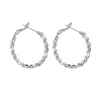 Sense of Broken Silver Circle Earrings Women's Light Design Sense of Full Netroots Temperament Pull Full Design Exaggerated Earrings Earrings Ear Buckle Double Earrings for Two Set (A, One Size)