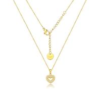 SENSE TO CREATE Adjustable Length Love and Hope Heart Pendant Necklace for Women, Yellow Gold Tone Stainless Steel with Cubic Zirconia, Gifting Jewelry for Her, Stainless Steel, Cubic Zirconia