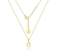 SENSE TO CREATE Adjustable Length Love and Hope Heart Pendant Necklace for Women, Yellow Gold Tone Stainless Steel with Cubic Zirconia, Gifting Jewelry for Her, Stainless Steel, Cubic Zirconia