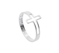 SENSE TO CREATE Adjustable Love Hope Faith Cross Rings for Women | Faith Over Fear Rings | Stainless Steel Religious Bands Remind Pray to God | Ring Box, Stainless Steel, No Gemstone