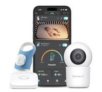 Sense-U Smart Baby Sock Shoe 2 Bundle - Track Heart Rate & Sleep Pattern with 2.5K HD Video Camera, AI Cry Detection & Audio, for 1-18 Months