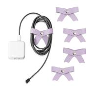 SenseAGE 5 Pack Cord Organizer, Bow Cord Keeper, Cable Organizer USB Holder, Leather Cable Management, Cable Straps, Earphone Winder, Storage Straps for Electronics, Earbuds, Large, Purple