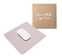SenseAGE Slim Mouse Mat for Home/Office, Portable Mouse Pad for Computer & Laptop, Fabric Style Vegan Leather, Non-Slip Base, Compatible with Laser and Optical Mouse, 22 x 22cm (Pink)