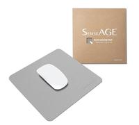 SenseAGE Slim Mouse Mat for Home/Office, Portable Mouse Pad for Computer & Laptop, Fabric Style Vegan Leather, Non-Slip Base, Compatible with Laser and Optical Mouse, 22 x 22cm (Light Grey)