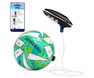 SenseBall Football Training Ball & App - Pro-Level Size 2, Green & White - 50+ Coaching Videos & Football Training Equipment - Skills Trainer for Ball Control - Indoor Practice for Kids