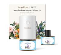 SenseFlow Essential Oil Diffuser Waterless Ultrasonic SF101-100% Plant-Based, LED Light, Adjustable Modes, 100㎡ Covers, 120 Day Scent -Air Freshener & Aromatherapy - Coastal Blossom