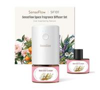 SenseFlow Essential Oil Diffuser Waterless Ultrasonic SF101-100% Plant-Based, LED Light, Adjustable Modes, 100㎡ Covers, 120-Day Scent - Air Freshener & Aromatherapy - Black Cedar & Juniper