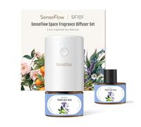 SenseFlow Essential Oil Diffuser Waterless Ultrasonic SF101-100% Plant-Based, LED Light, Adjustable Modes, 100㎡ Covers, 120-Day Scent -Air Freshener & Aromatherapy - Peach Star Aura)