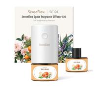 SenseFlow Essential Oil Diffuser Waterless Ultrasonic SF101-100% Plant-Based, LED Light, Adjustable Modes, 100㎡ Covers, 120-Day Scent - Air Freshener & Aromatherapy - Azure Woods
