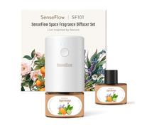 SenseFlow Essential Oil Diffuser Waterless Ultrasonic SF101-100% Plant-Based, LED Light, Adjustable Modes, 100㎡ Covers, 120-Day Scent - Air Freshener & Aromatherapy - Capri Orange