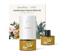SenseFlow Essential Oil Diffuser Waterless Ultrasonic SF101-100% Plant-Based, LED Light, Adjustable Modes, 100㎡ Covers, 120-Day Scent - Air Freshener & Aromatherapy - Ginger