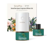 SenseFlow Essential Oil Diffuser Waterless Ultrasonic SF101-100% Plant-Based, LED Light, Adjustable Modes, 100㎡ Covers, 120-Day Scent - Air Freshener & Aromatherapy - Cineole Rosemary