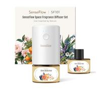 SenseFlow Essential Oil Diffuser Waterless Ultrasonic SF101-100% Plant-Based, LED Light, Adjustable Modes, 100㎡ Covers, 120-Day Scent - Air Freshener & Aromatherapy - Citrus Bloom Noir
