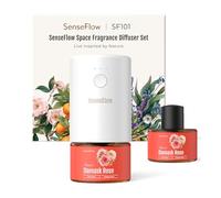 SenseFlow Essential Oil Diffuser Waterless Ultrasonic SF101-100% Plant-Based, LED Light, Adjustable Modes, 100㎡ Covers, 120-Day Scent - Air Freshener & Aromatherapy (Damask Rose)