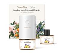 SenseFlow Essential Oil Diffuser Waterless Ultrasonic SF101-100% Plant-Based, LED Light, Adjustable Modes, 100㎡ Covers, 120-Day Scent - Air Freshener & Aromatherapy - Minted Rosewood