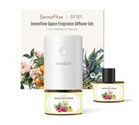 SenseFlow Essential Oil Diffuser Waterless Ultrasonic SF101-100% Plant-Based, LED Light, Adjustable Modes, 100㎡ Covers, 120-Day Scent - Air Freshener & Aromatherapy - Jasmine Berry Bloom
