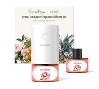 SenseFlow Essential Oil Diffuser Waterless Ultrasonic SF101-100% Plant-Based, LED Light, Adjustable Modes, 100㎡ Covers, 120-Day Scent - Air Freshener & Aromatherapy - Rose Rhapsody