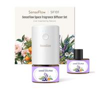 SenseFlow Essential Oil Diffuser Waterless Ultrasonic SF101-100% Plant-Based, LED Light, Adjustable Modes, 100㎡ Covers, 120-Day Scent - Air Freshener & Aromatherapy - Lavender Citrus Musk