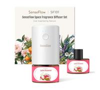 SenseFlow Essential Oil Diffuser Waterless Ultrasonic SF101-100% Plant-Based, LED Light, Adjustable Modes, 100㎡ Covers, 120-Day Scent - Air Freshener & Aromatherapy - Lychee Rosewood