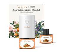 SenseFlow Essential Oil Diffuser Waterless Ultrasonic SF101 Pro - 100% Plant-Based, LED Light, Adjustable Modes, 100㎡ Covers, 120-Day Aroma, Air Freshener & Aromatherapy - Amberwood Spice