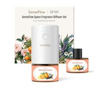 SenseFlow Essential Oil Diffuser Waterless Ultrasonic SF101 Pro - 100% Plant-Based, LED Light, Adjustable Modes, 100㎡ Covers, 120-Day Scent - Air Freshener & Aromatherapy - Citrus Grove Essence