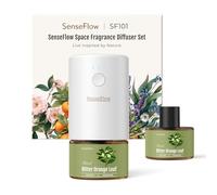Senseflow Plug-in Air Freshener for Home, Waterless Essential Oil Diffuser for Bedroom and Bathroom, Non-Toxic Formula for Pets and Nursery, 120 Days Runtime, Refillable - Bitter Orange Leaf