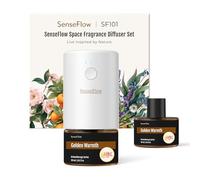SenseFlow Smart Aroma Diffuser for Essential Oils Wi-Fi SF101S, Waterless Ultrasonic Fragrance Plug, 100% Vegetable Air Freshener, 120-Day Aroma for Home, up to 100 m² - Golden Heat
