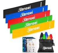 SENSEI Fitness Elastic Set - 5 Resistance Bands Made of Natural Latex with Different Strengths for Training, Fitness and Pilates - Multicolor