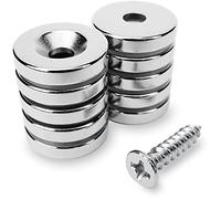 Sensei Pack of 10 Ring Neodymium Magnet 15 x 3 mm with Opening for Screw Maximum Load 2.4 kg + 10 Wood Screws in Set