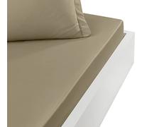 Sensei Percale Fitted Sheet - Taupe/Cotton - 90 x 200 cm