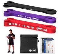 SENSEI Resistance Bands Set (1-25 kg) - 3 Fitness Bands for Strength Training & Pull-Up Aid - Rubber Bands Set Including Exercise Instructions (English language not guaranteed)