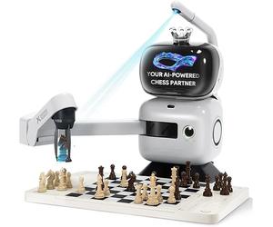 SenseRobot AI Chess Robot with Robotic Arm - 25 AI Levels, 1200+ Exercises, Endgame Trainer, Classic Game Replay, Voice Coaching, Lichess Integration, App Sync, For All Skill Levels