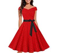 Senses Fail Lady in A Dress Retro Sleeveless Swing Dress Formal Dresses for Women Evening Plus Size Short (Red, L)