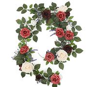 Senseya Artificial Rose Flower Runner Rustic Flower Garland Floral Arrangements Wedding Ceremony Backdrop Arch Flowers Table Centerpieces Decorations