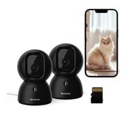 Sensforge 2.5K Indoor Pan-Tilt Dome Security Camera, AI Human & Pet Detection, 360° Coverage, Two-Way Audio, Dual-Band Wi-Fi (2.4G/5G), 64GB SD Card Included, No Monthly Fees (2, Black)
