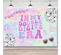 Sensfun 10th Birthday Decorations Backdrop for Girl in My Double Digits Era Party Banner Fantasy Rainbow Double Digits Birthday Girl Music Superstar Cheers to 10 Year Old Birthday Banner 82.7"x59.1"