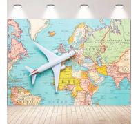 Sensfun Around The World Travel Backdrop Adventure Awaits Photo Backdrops Airplane World Map Bon Voyage Background Let The Adventure Begin Birthday Graduation Party Decorations Banner Photoshoot 7x5ft