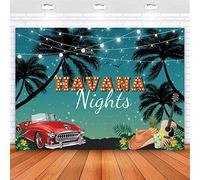 Sensfun Havana Nights Backdrop Tropical Palm Tree Summer Sunset Hawaiian Seaside Birthday Photography Background Vinyl One Hot Havana Night Cuban Party Decorations Supplies Photoshoot Banner 7x5ft