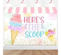 Sensfun Ice Cream Backdrop Here's The Scoop Party Background Summer Sweet Grils Ice Cream Birthday Baby Shower Party Decorations Cake Table Banner Supplies Photo Booth Props 7x5ft