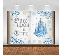 Sensfun Once Upon a Time Winter Wonderland Castle Backdrop Princess Party Decorations Blue Floral Ice Castle Photography Background for Girl Princess Fairytale Wedding Birthday Banner Photo Prop 7x5ft