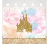 Sensfun Princess Castle Backdrop for Girls Birthday Party Decorations Watercolor Pastel Rainbow Cloud Photography Background Gold Fairy Tale Castle Royal Baby Shower Banner Photo Booth Props 7x5ft