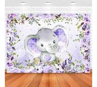 Sensfun Purple Floral Elephant Baby Shower Backdrop Girl Elephant Baby Shower Decorations Lavender It's A Girl Little Peanut Baby Shower Banner Elephant Birthday Party Supplies Photo Background 7x5ft
