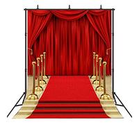 Sensfun Red Carpet Curtain Backdrop for Photography Hollywood Theme Party Background Vinyl Red Gold Stage Backdrops for Graduation Prom Vip Birthday Xmas Event Decoration Photo Booth Studio Prop 5X7ft
