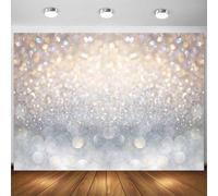 Sensfun Silver Bokeh Photography Backdrop Abstract Glitter Silver Spots Happy Birthday Party Wedding Baby Shower Decorations Newborn Portrait Backgroud Photoshoot Props (7x5ft No Real Glitter)